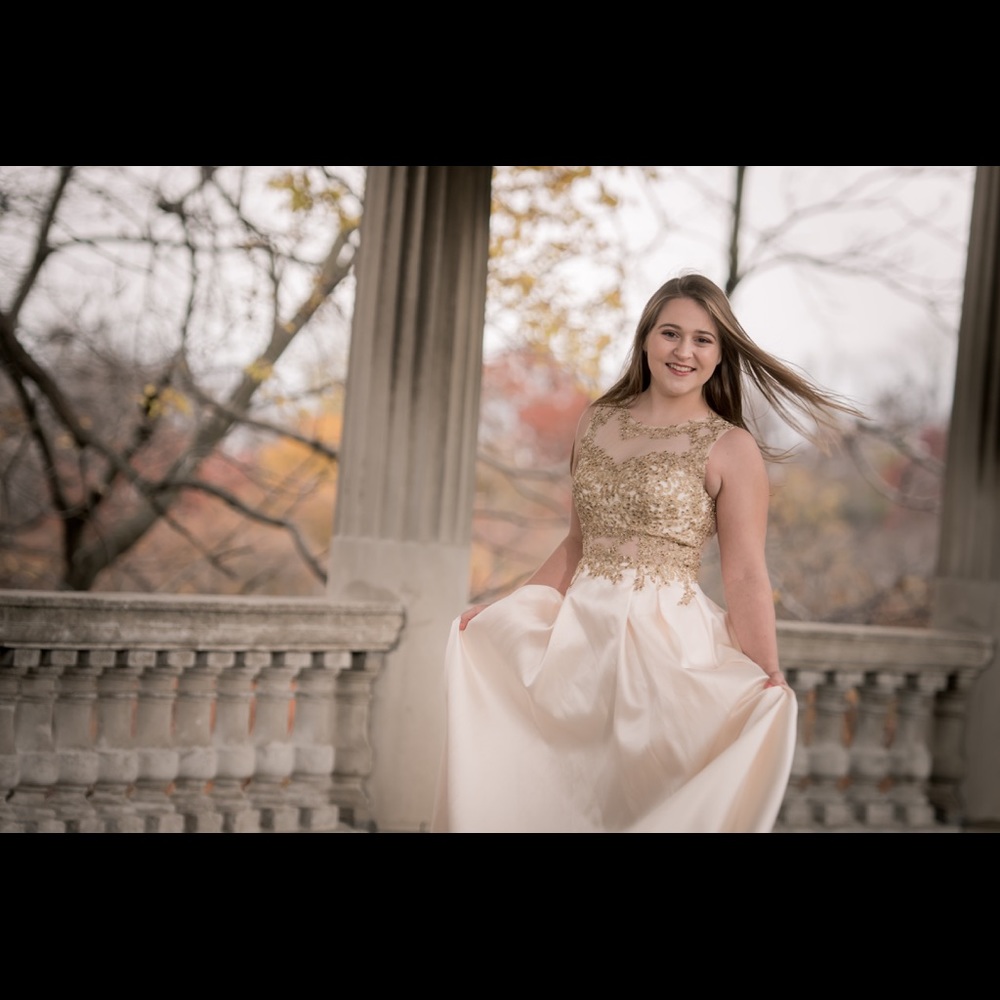Cream/Gold Prom Dress